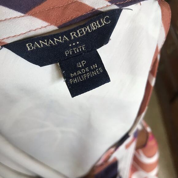 Banana Republic Polyester Multi-Color Sleeveless V-Neck Dress Women's Size 4P - Picture 8 of 9